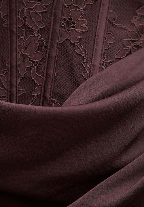 Forever New - Ivy lace corset drape maxi dress in dark chocolate