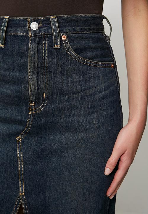 Levi’s® - Decon Slit Midi Skirt - High Vibration Skirt - Dark Indigo - Worn In
