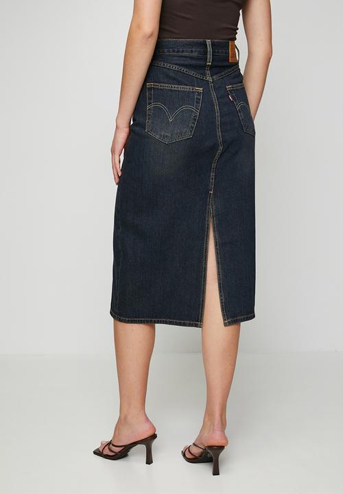 Levi’s® - Decon Slit Midi Skirt - High Vibration Skirt - Dark Indigo - Worn In