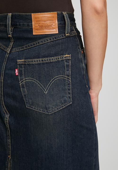 Levi’s® - Decon Slit Midi Skirt - High Vibration Skirt - Dark Indigo - Worn In