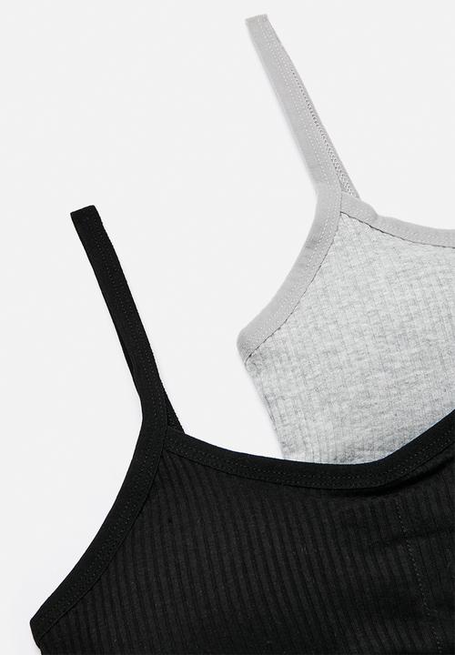 Pop Candy - 2 Pack padded training bra - black/grey