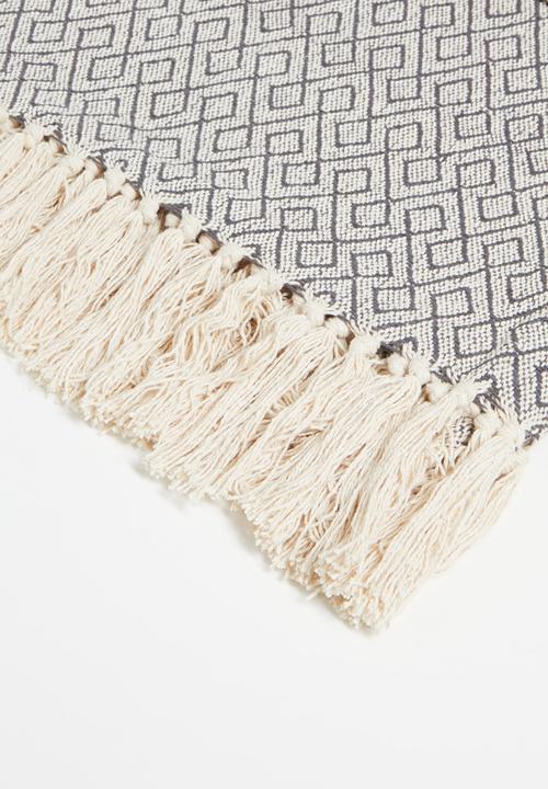 Sixth Floor - Marley Cotton Geo Throw - Grey