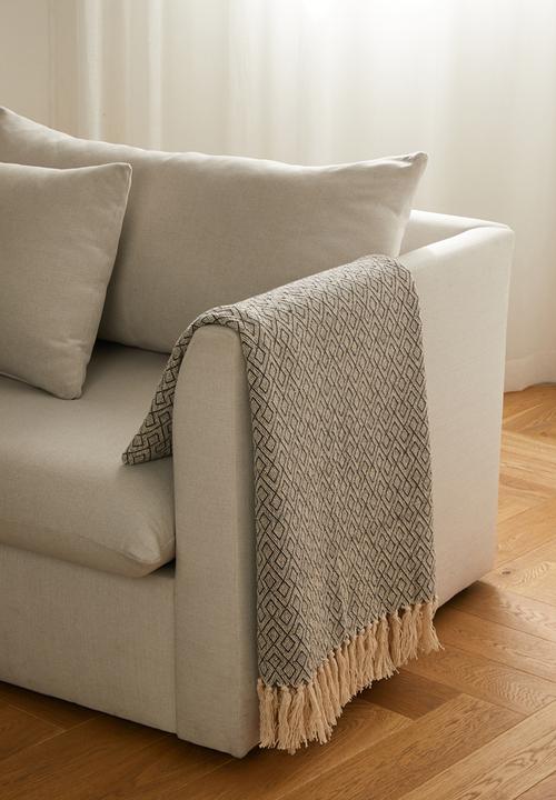 Sixth Floor - Marley Cotton Geo Throw - Grey
