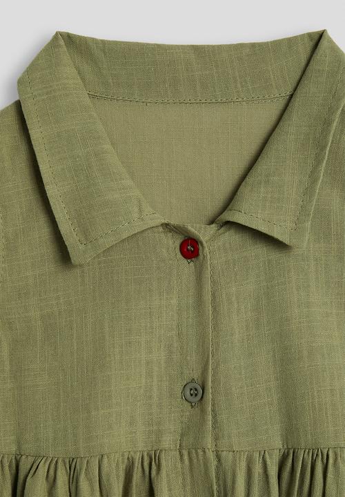 Pop Candy - Multicoloured button a-line shirt dress - olive