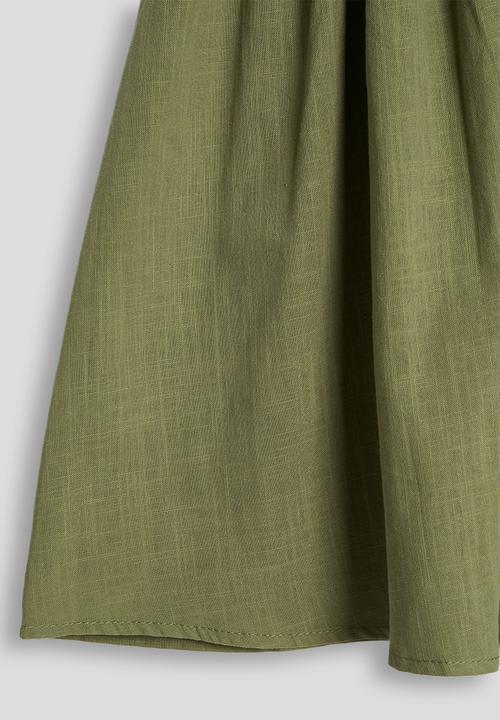 Pop Candy - Multicoloured button a-line shirt dress - olive