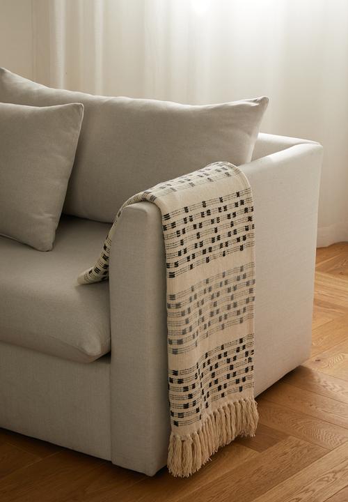 Sixth Floor - Cotton Woven Geo Throw Black & Nat