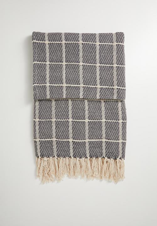 Sixth Floor - Reese Cotton Check Throw - Charcoal