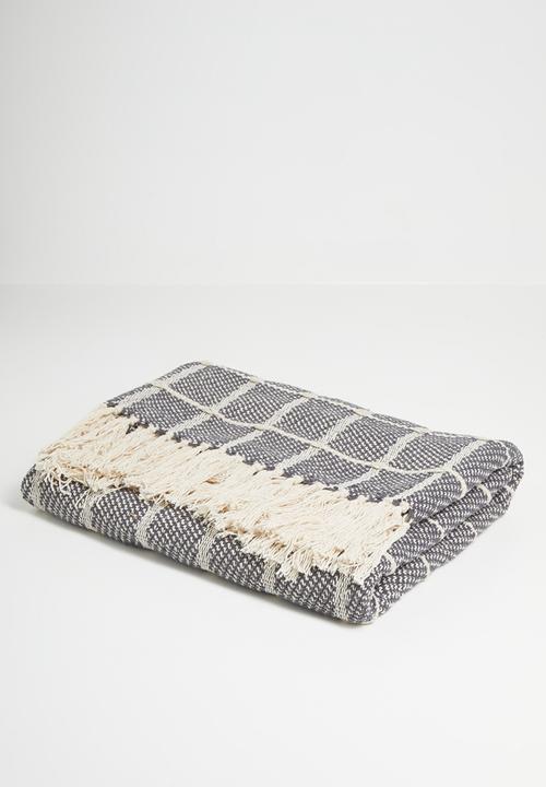 Sixth Floor - Reese Cotton Check Throw - Charcoal