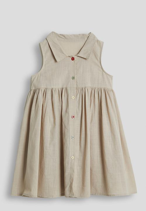 Pop Candy - Multicoloured button a-line shirt dress - bone