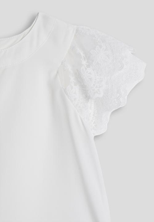 Pop Candy - Anglaise flutter sleeve top - white