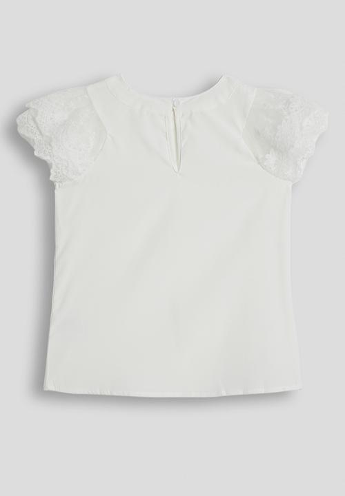 Pop Candy - Anglaise flutter sleeve top - white