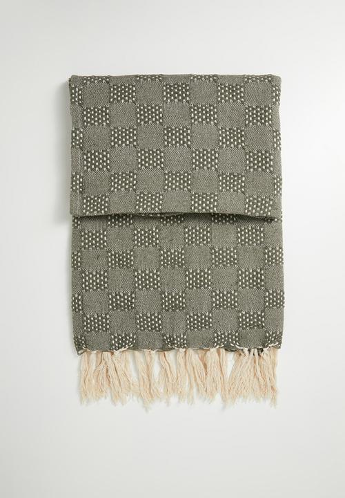 Sixth Floor - Fin Cotton Geo Throw - Olive