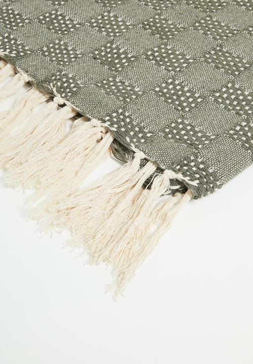 Sixth Floor - Fin Cotton Geo Throw - Olive