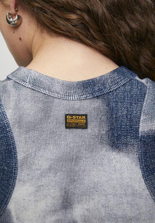 G-STAR - Slim rib aop tank wmn - denim flame aop