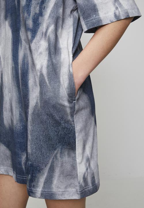 G-STAR - Printed loose r t dress wmn - denim flame aop