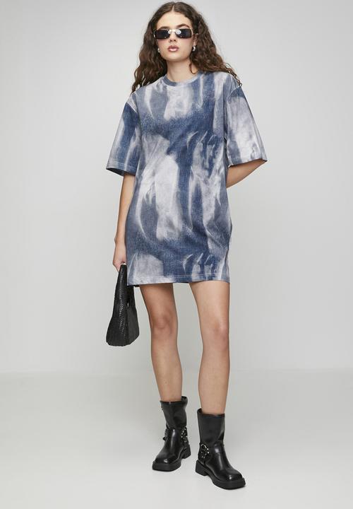 G-STAR - Printed loose r t dress wmn - denim flame aop