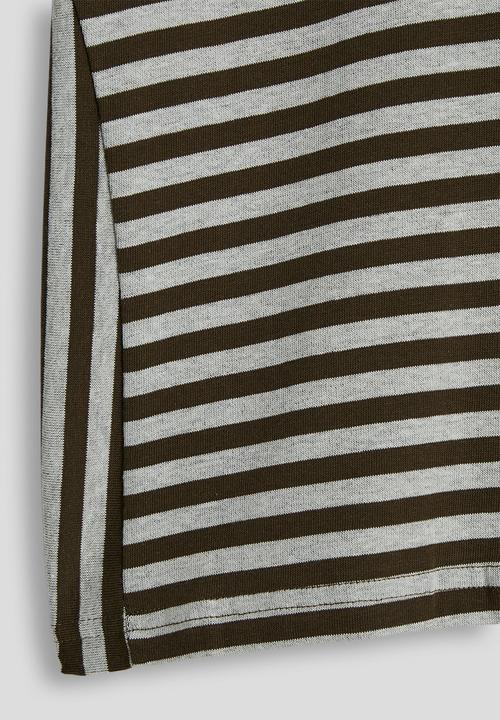 Pop Candy - Collared tee - dark brown stripes