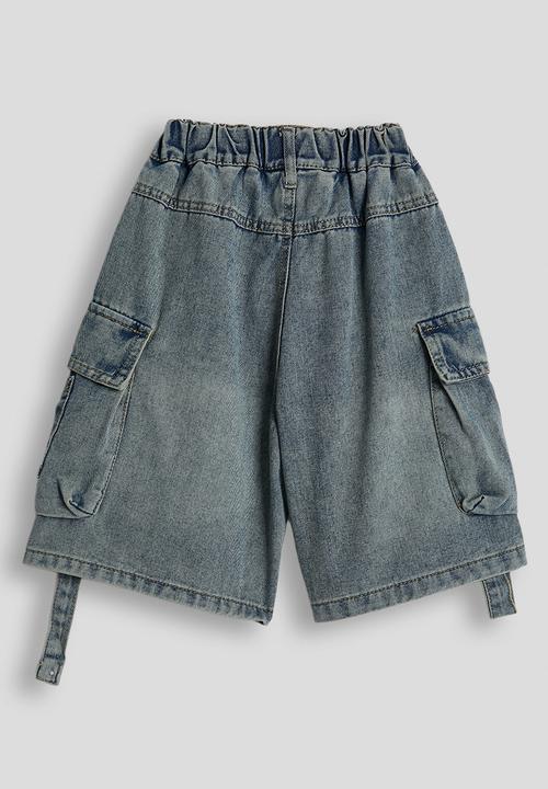 Pop Candy - Denim cargo shorts - blue