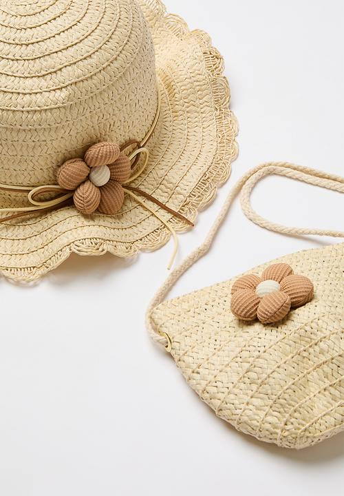 Pop Candy - Straw sun hat & bag - natural