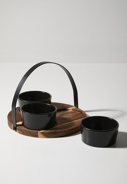 Excellent Houseware - Trio snack bowls set of 3 - Black