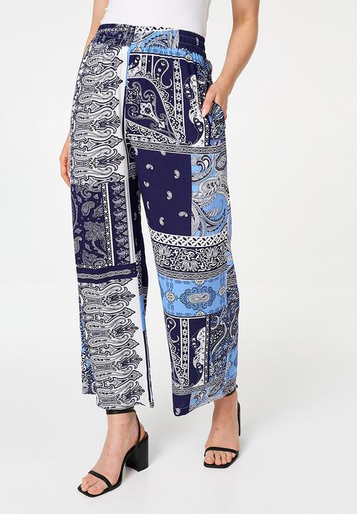 Izabel London - High Waist Wide Leg Easy Wearing Trouser - Navy