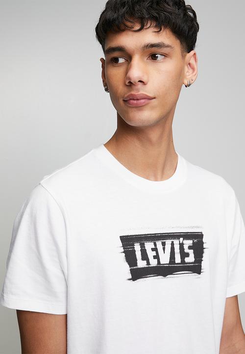 Levi’s® - GRAPHIC CREWNECK TEE ZA - BLURRED BW WHITE PLUS