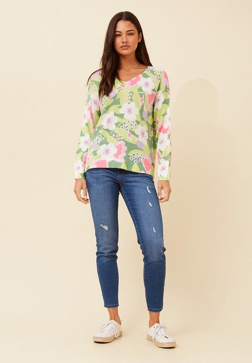 Stella Morgan - Made In Italy Viscose Blend L/S -Neck Knitwear Top - Green