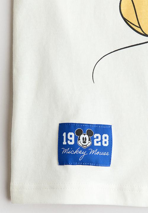 H&M - Oversized printed t-shirt - white/mickey mouse
