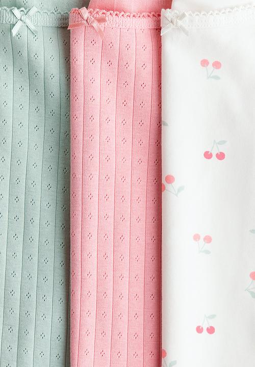 H&M - 3-Pack cotton strappy tops - white/cherries