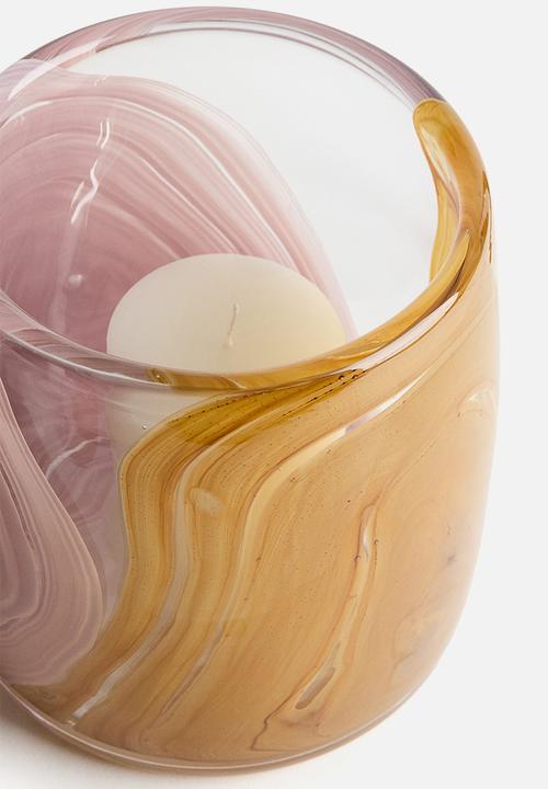 H&M - Glass lantern - light pink/yellow