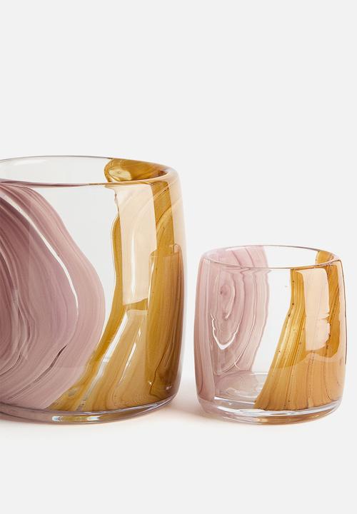 H&M - Glass lantern - light pink/yellow