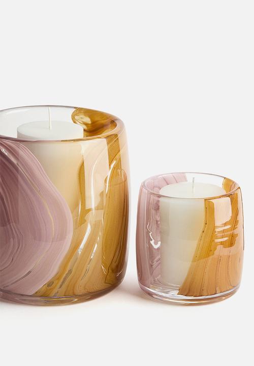 H&M - Glass lantern - light pink/yellow