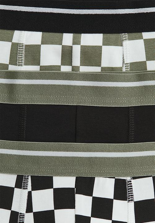 H&M - 3-Pack cotton trunks - black/checked