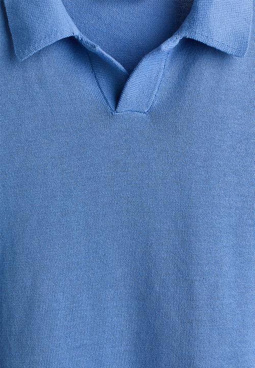 H&M - Fine-knit cotton polo shirt - blue