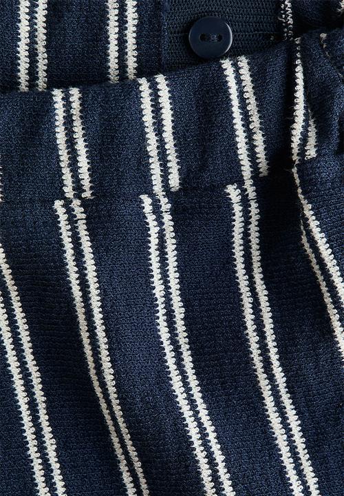 H&M - Textured jersey trousers - navy blue/striped