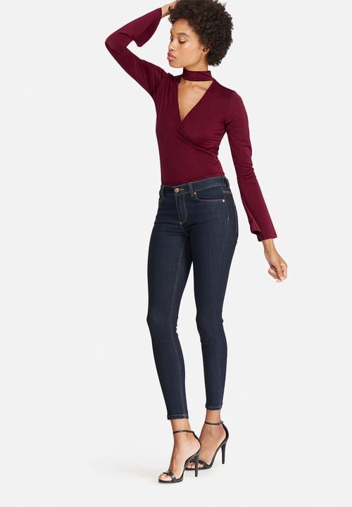 dailyfriday - Slinky wrap front knit bodysuit