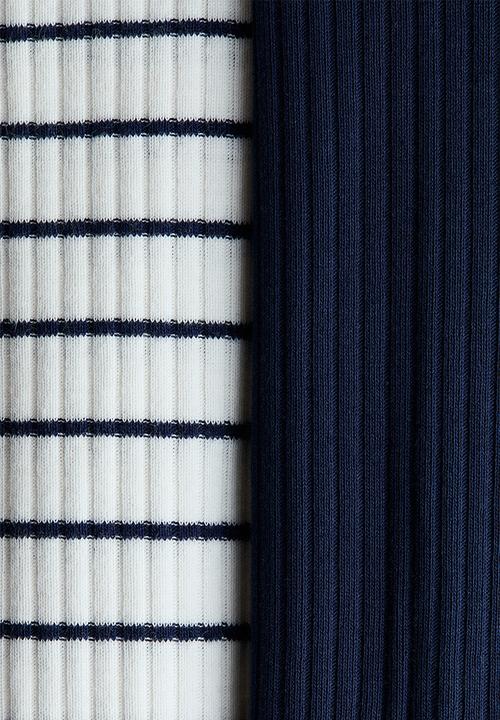 H&M - 2-pack cotton sleepsuits - white/navy blue striped