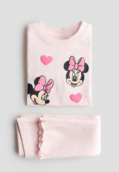 H&M - 2-Piece print-motif cotton set - light pink/minnie mouse