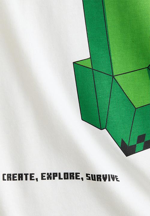H&M - Oversized printed t-shirt - white/minecraft