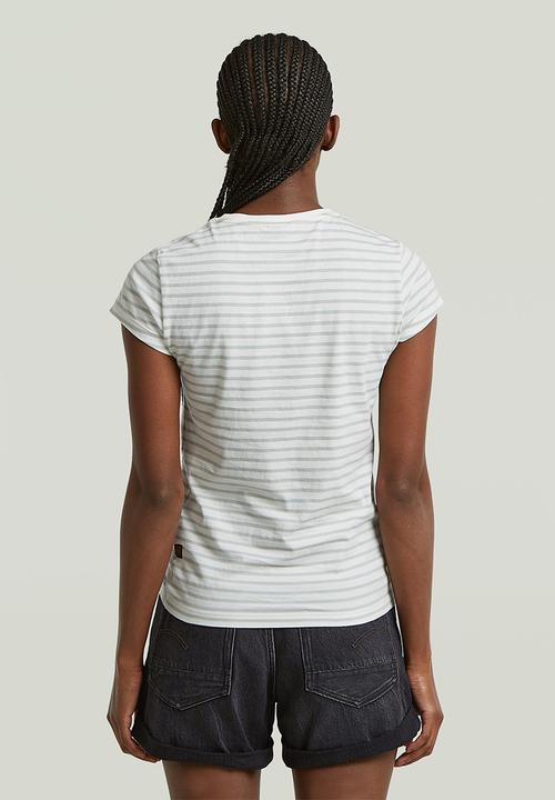 G-STAR - Stripe eyben slim v t 2.0 wmn - milk/pale green stripe