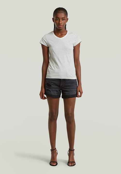 G-STAR - Stripe eyben slim v t 2.0 wmn - milk/pale green stripe