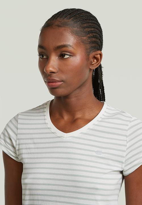G-STAR - Stripe eyben slim v t 2.0 wmn - milk/pale green stripe