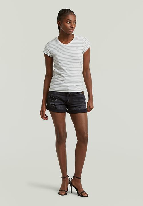 G-STAR - Stripe eyben slim v t 2.0 wmn - milk/pale green stripe