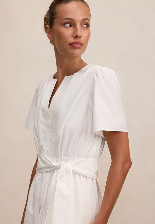Forever New - Matilda embroidered tie midi dress in porcelain