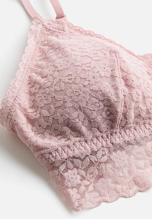 H&M - 2-Pack padded lace bras - powder pink