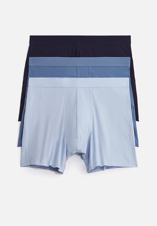 H&M - 3-pack mid trunks with lycra? - light blue/navy blue