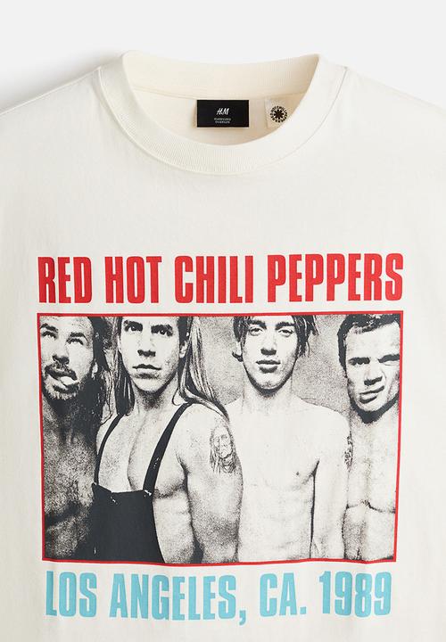 H&M - Oversized fit t-shirt - cream/red hot chili peppers