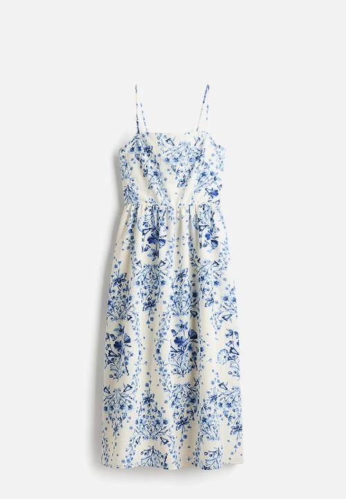 H&M - Strappy midi dress - white/floral