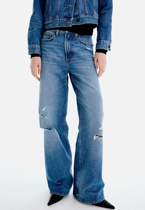 H&M - Wide high waist jeans - denim blue