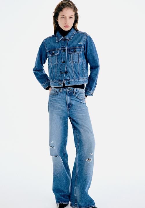H&M - Wide high waist jeans - denim blue